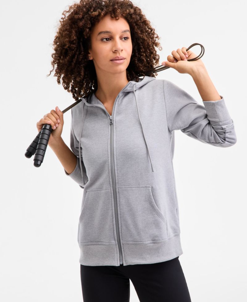 Women's Relaxed Zip-Front Long-Sleeve Fleece Hoodie