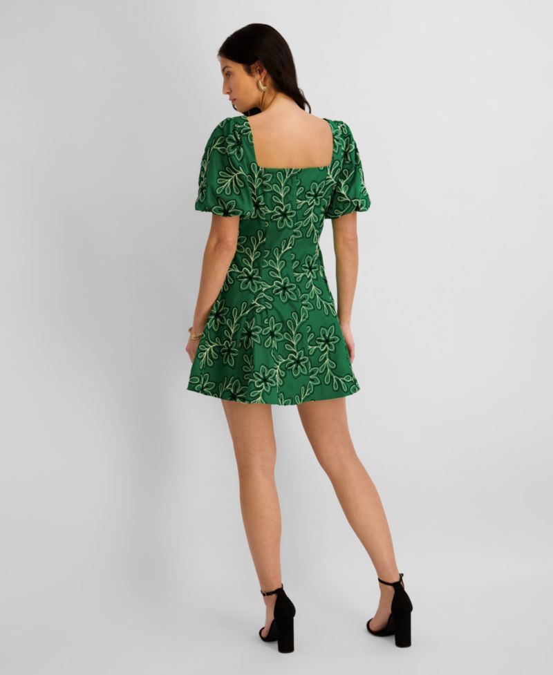 Women's Corded Woven Printed V-Neck Dress