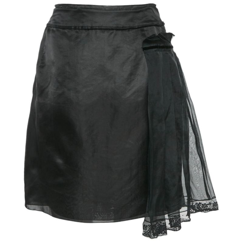 Women's Pre-Owned Dolce and Gabbana Black Crepe Pleated Mini Skirt