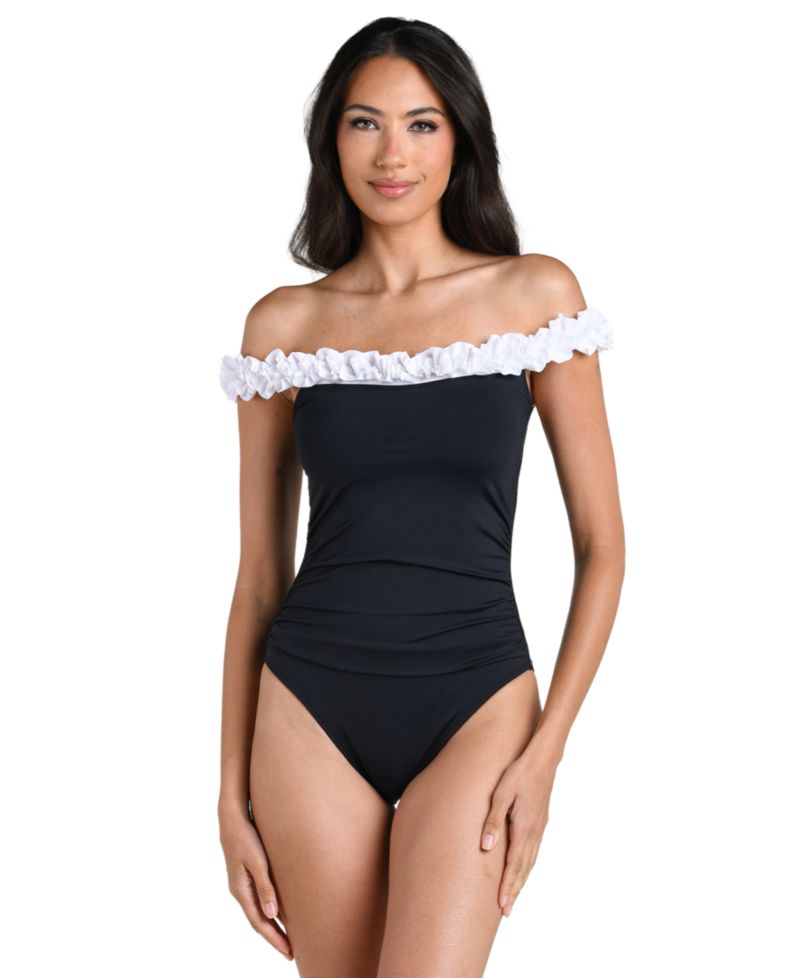 Women's Island Goddess Ruffle Off-The-Shoulder One-Piece Swimsuit