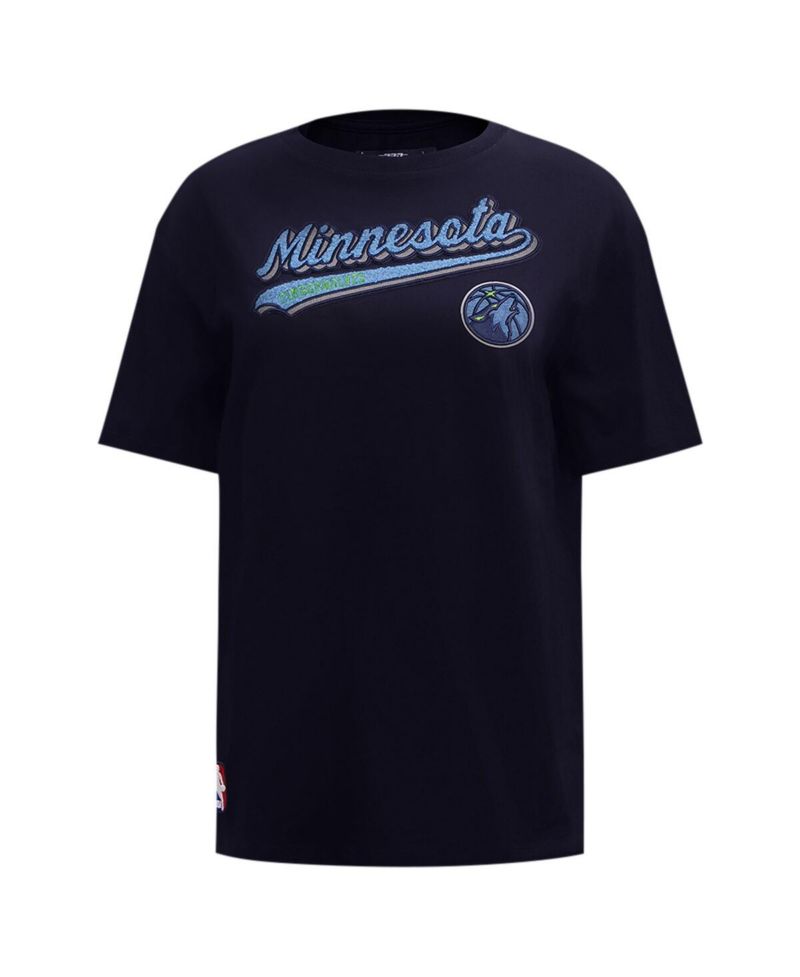 Women's Navy Minnesota Timberwolves Script Boyfriend T-Shirt