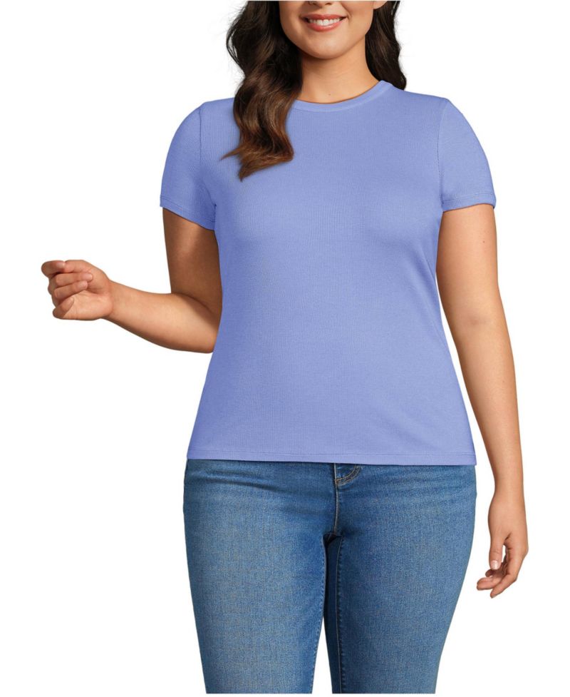 Plus Size Drapey Rib Fitted Short Sleeve Mini T-Shirt
