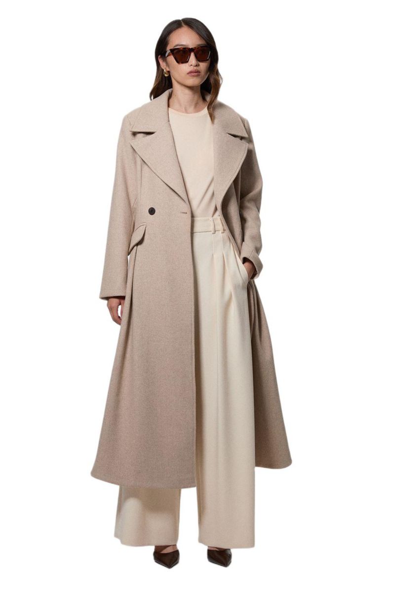 Women's Wool Tailored Flared Skirt Midi Coat
