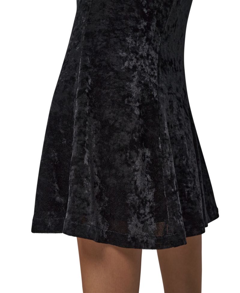 Women's Stretch High-Waisted Velvet Midi Skirt
