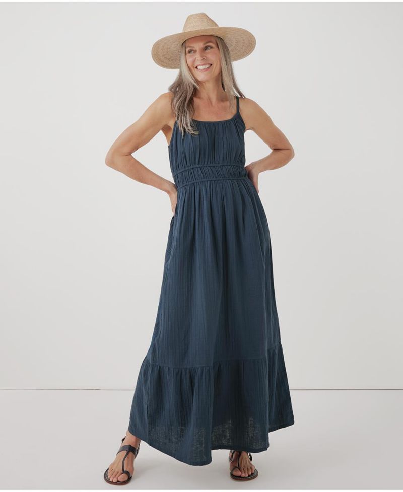 Women's Organic Cotton Coastal Double Gauze Cami Maxi Dress
