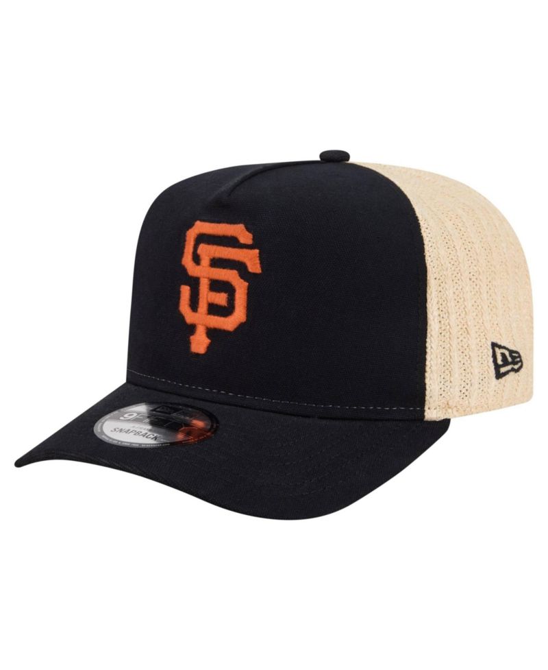 Men's Black/Natural San Francisco Giants Grained 9FIFTY A-Frame Trucker Adjustable Hat