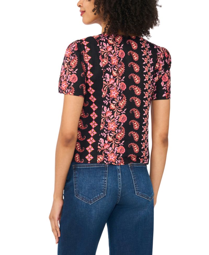 Women's V-Neck Short-Sleeve Printed Top