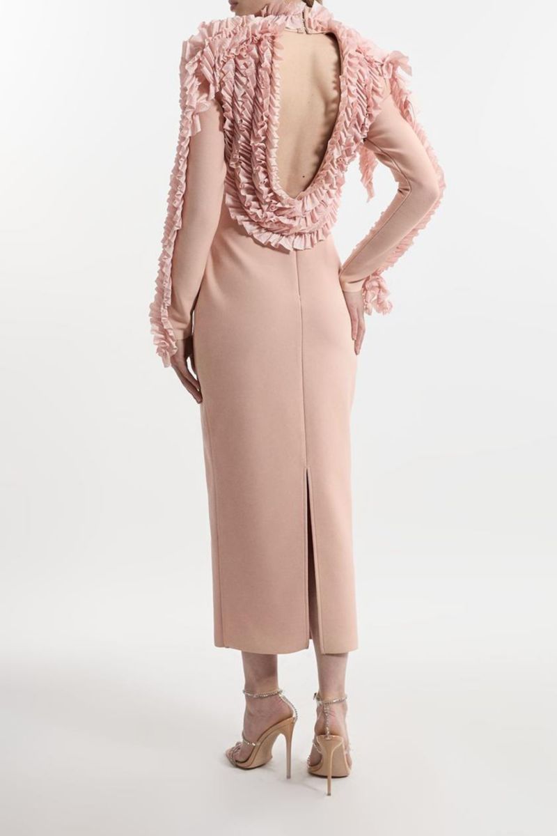 Women's Bandage Rosette Midi Detail Dress