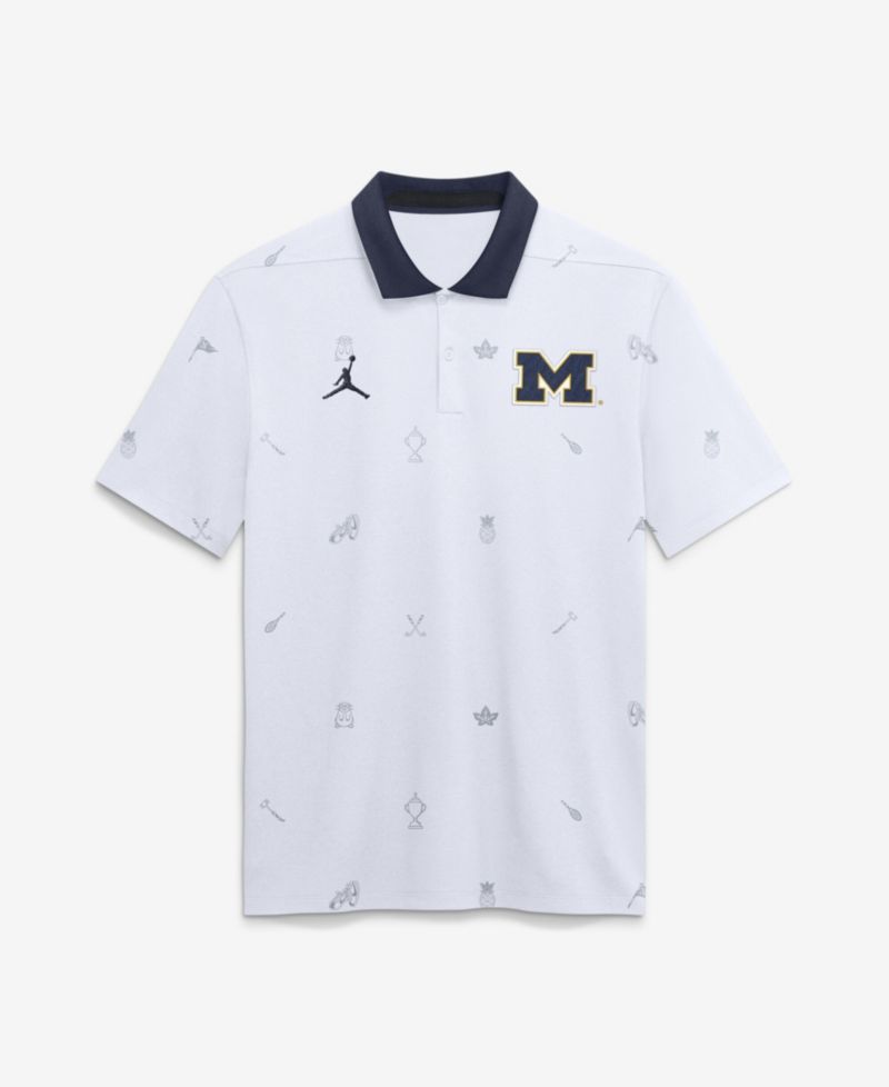 Men's White Michigan Wolverines Vapor Pattern Dri-FIT Polo Shirt