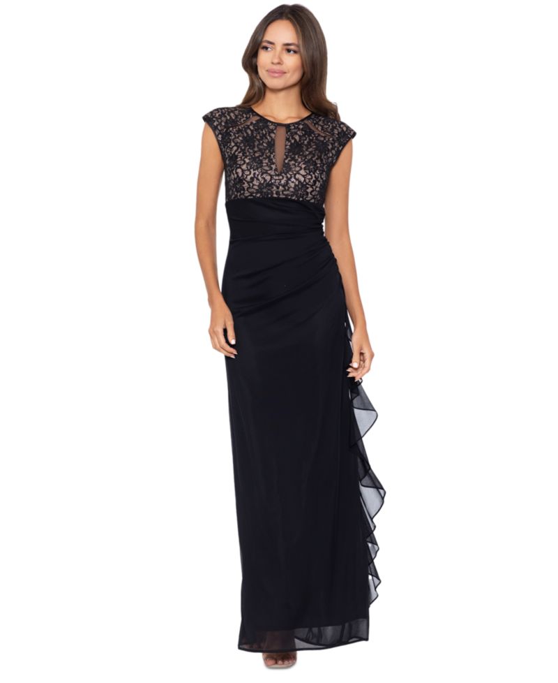 Betsy & Adam Women'sCut-Out Lace Combo Gown