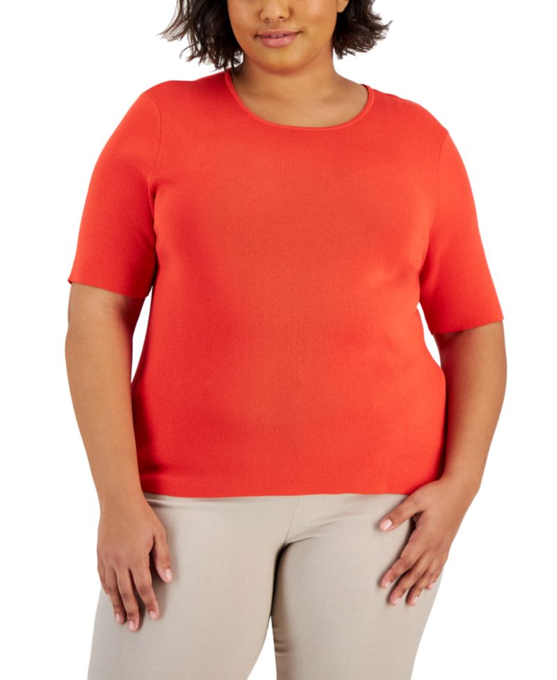 ASL Plus Size Elbow-Sleeve Sweater T-Shirt