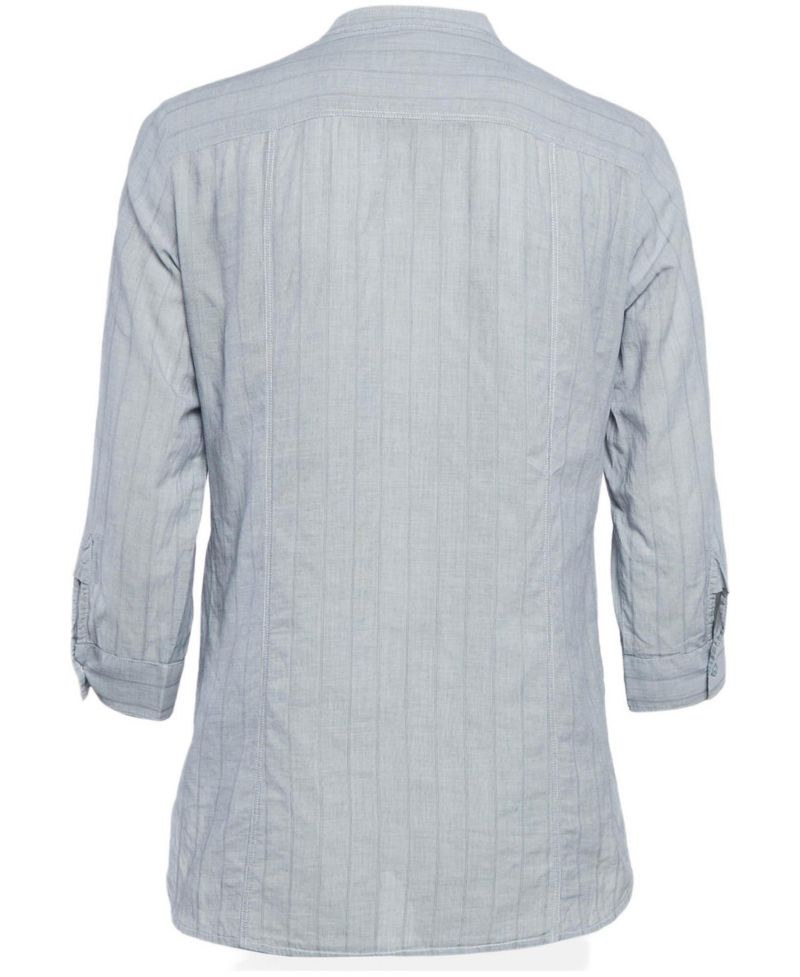 Women's Brit Grey Pinstripe Button Front Blouse