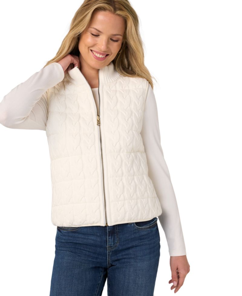 Women's Reversible Quilted Cable-Knit Sweater Vest