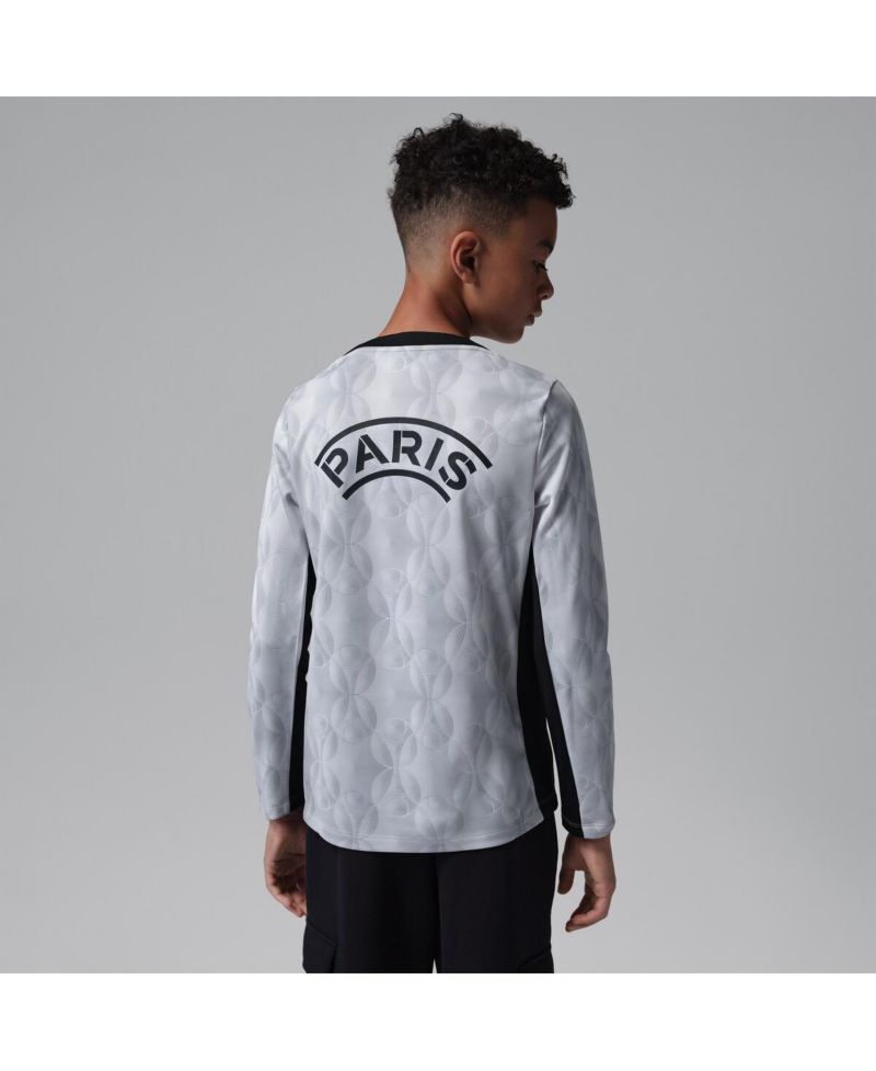 Jordan Big Boys and Girls Gray Paris Saint-Germain Long Sleeve Pre-Match Dri-FIT Jersey