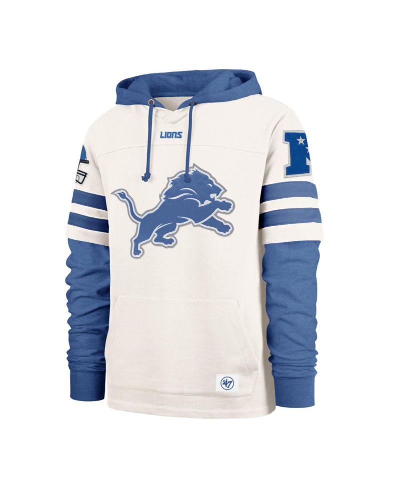 Men's '47 Cream Detroit Lions Split Zone Cornerback Duo Lacer Hoodie