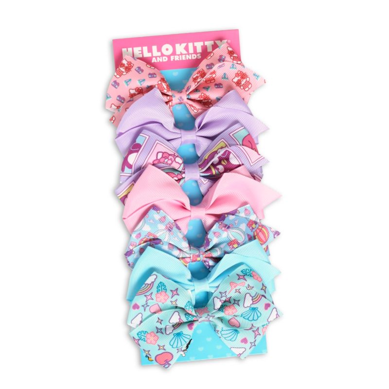 and Friends Bows for Hair 7-Piece Set Official License, Sanrio Hair Accessories with Kuromi and Badtz-Maru