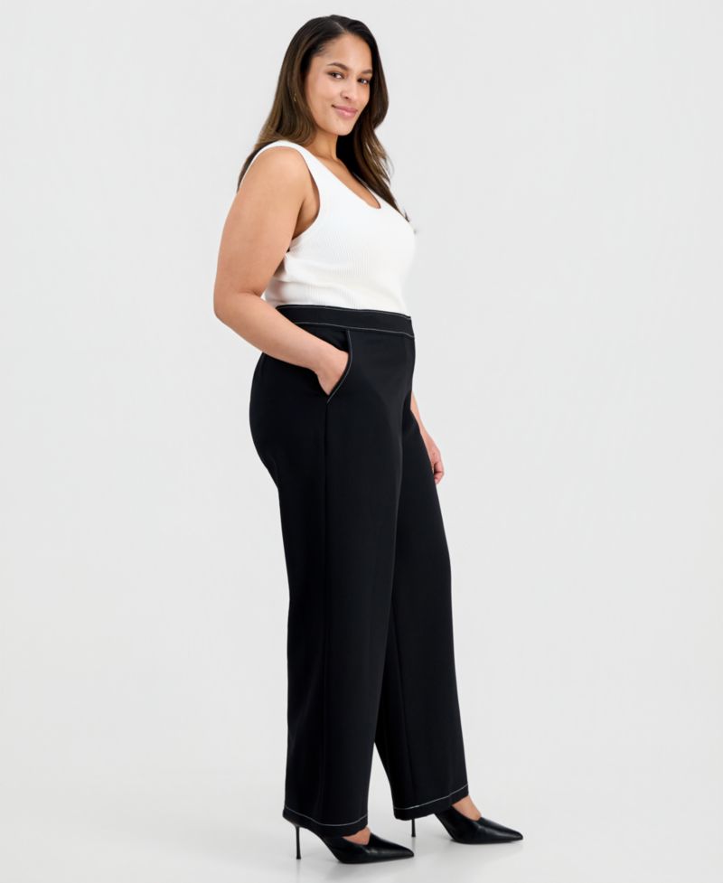 ASL Plus Size Mid-Rise Wide-Leg Pants
