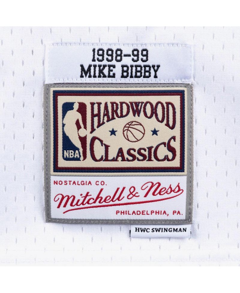 Mitchell Ness Men's Mike Bibby White Vancouver Grizzlies 1998/99 Hardwood Classics Swingman Jersey