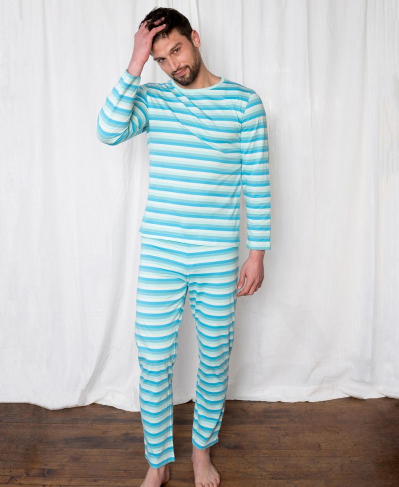 Men's Matching Family Two Piece Cotton Long Sleeve Loose Fit Pajamas