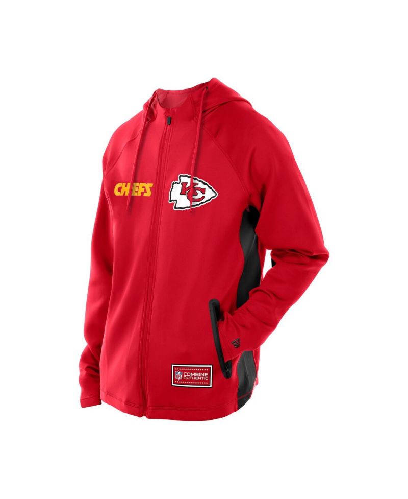 Men's Red Kansas City Chiefs Combine Authentic Raglan Scuba Full-Zip Hoodie