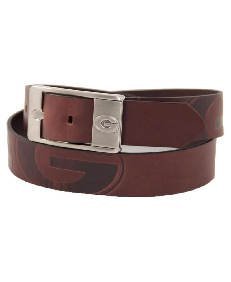 Men's Georgia Bulldogs Brandish Leather Belt - Brown