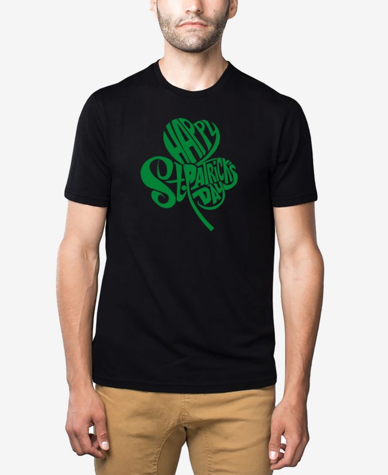 Men's Cotton/Poly Blend St. Patrick's Day Shamrock Word Art Graphic T-shirt