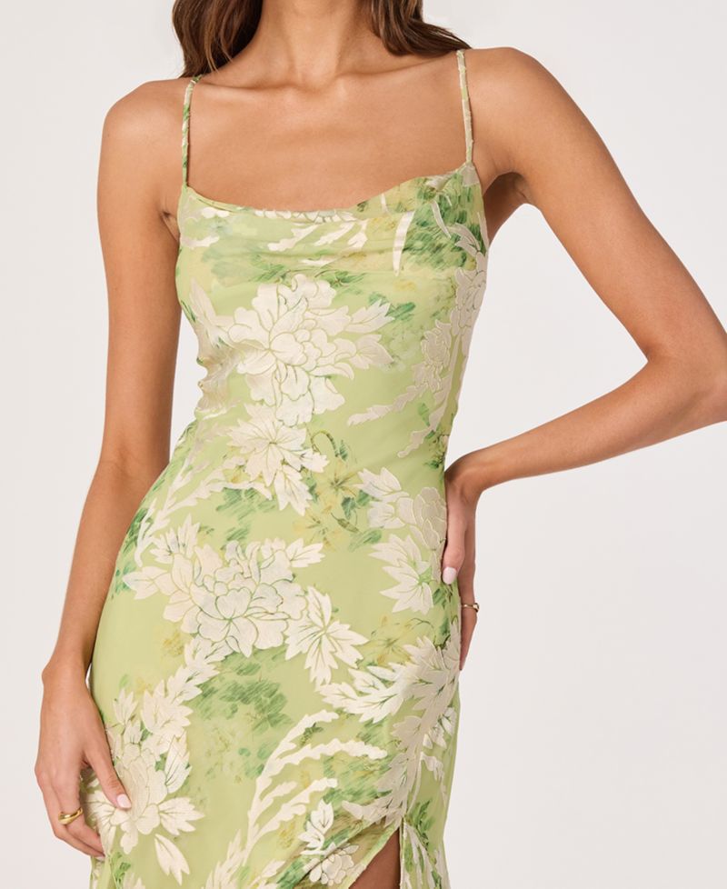 Women's Gaia Printed Cowl Neck Sleeveless Midi Dress