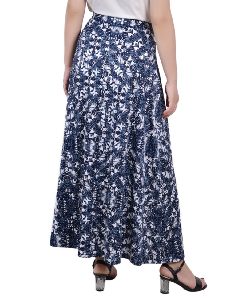 Petite Printed Maxi Skirt with Sash Waist Tie