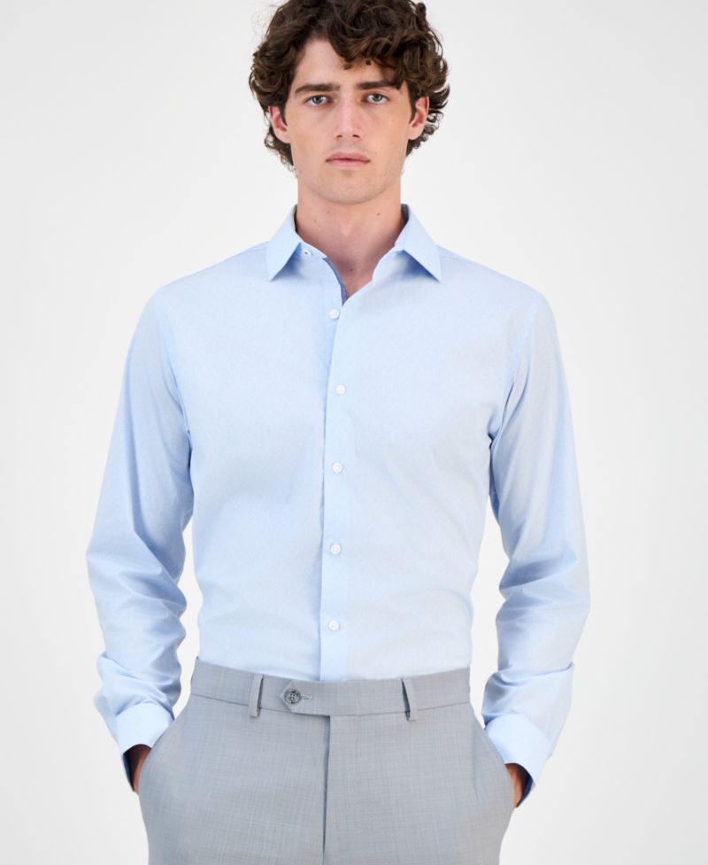Men's Slim-Fit Vine Print Dress Shirt