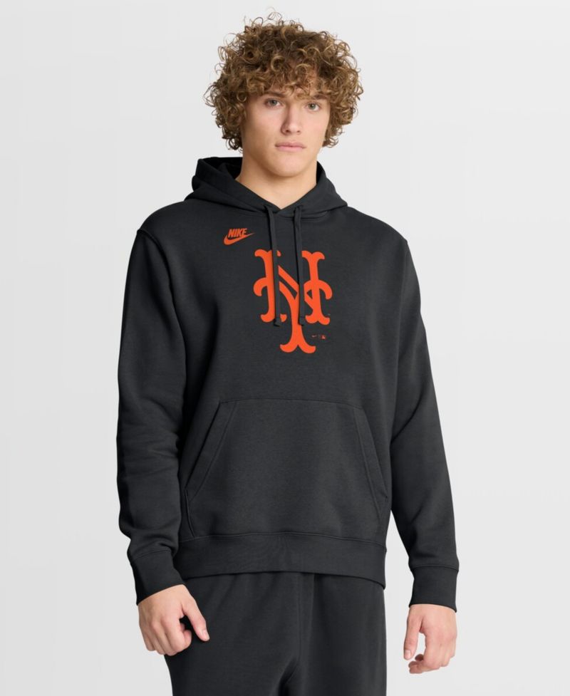 Men's Black New York Mets Cooperstown Collection Logo Club Hoodie