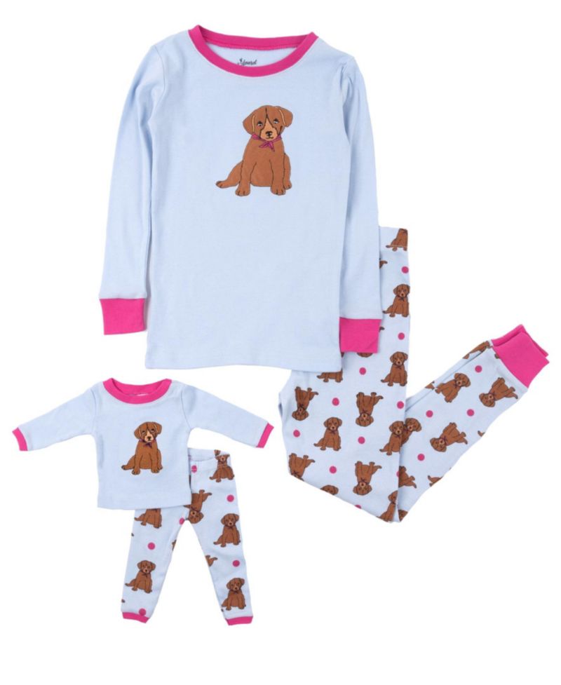 Toddler Girls Matching Doll Snug-Fit Cotton Long Sleeve All-Over Animal Print Pajamas