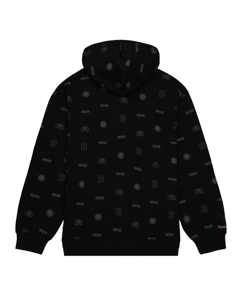 Men's Black Boston Bruins 100th Anniversary Allover Print Pullover Hoodie