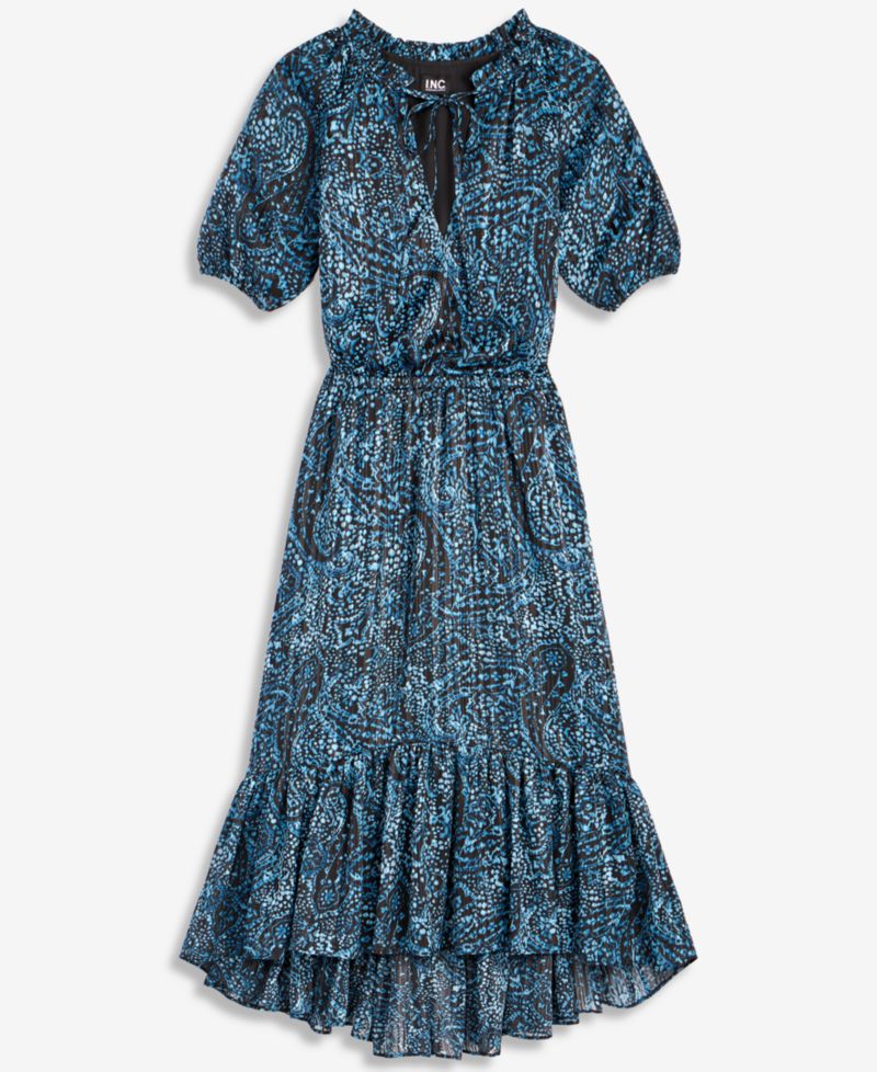 Women's Short-Sleeve Printed Midi Dress