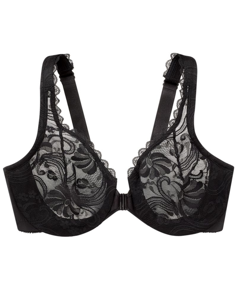 Women's Full Figure Plus Size Wonderwire Front Close Stretch Lace Bra 9245