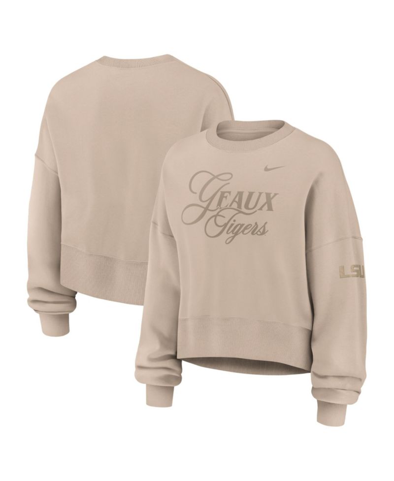 Women's Tan LSU Tigers Neutral Stance Collection Oversized Phoenix Fleece Sweatshirt