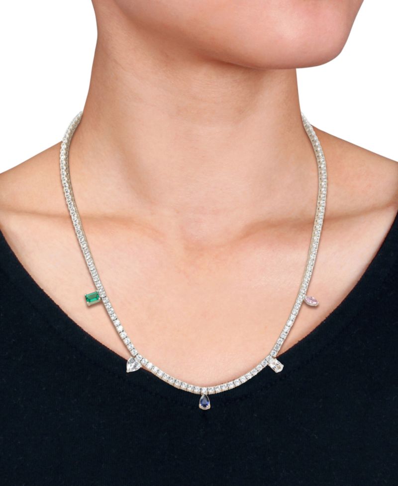 Multi-Gemstone (19-1/3 ct. t.w.) Charm Necklace in Sterling Silver