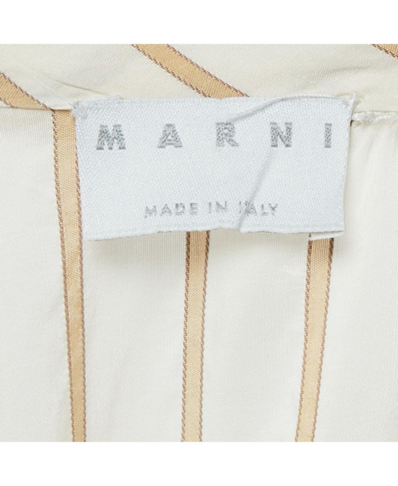 Women's Cream Stripe Silk Neck Tie-Up Detail Blouse