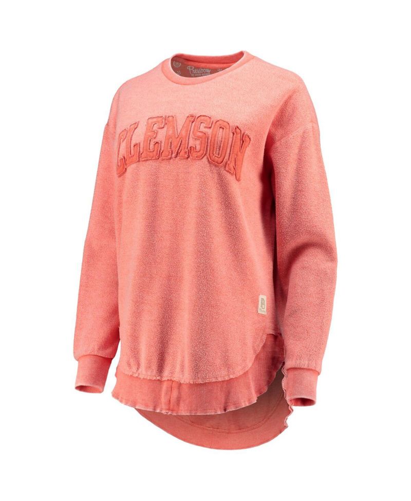 Women's Orange Distressed Clemson Tigers Ponchoville Pullover Sweatshirt