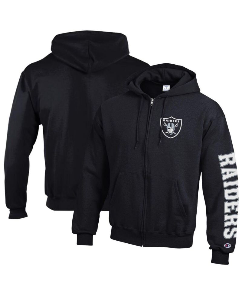 Men's Black Las Vegas Raiders Powerblend Fleece Full-Zip Hoodie