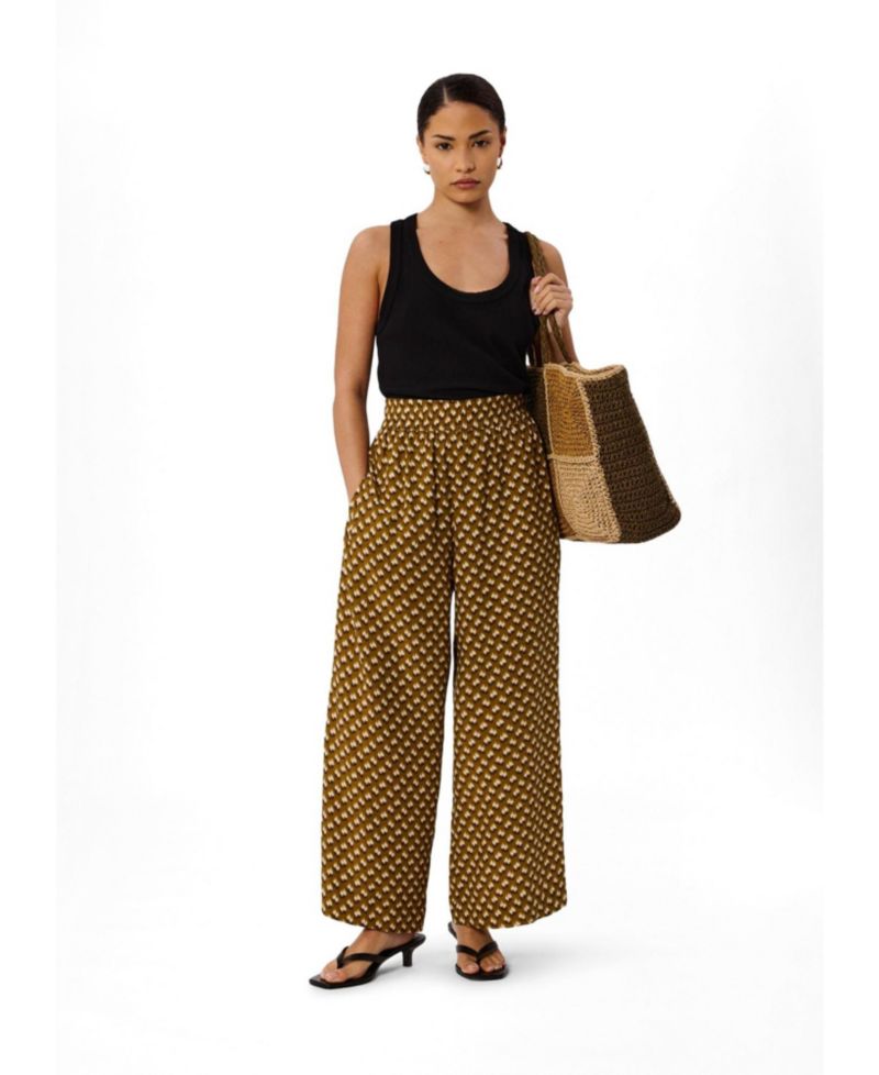 Women's Ikat-Print Wide-Leg Cropped Trouser