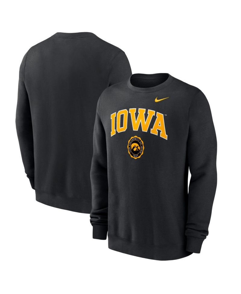 Men's Black Iowa Hawkeyes Arched Seal Pullover Sweatshirt