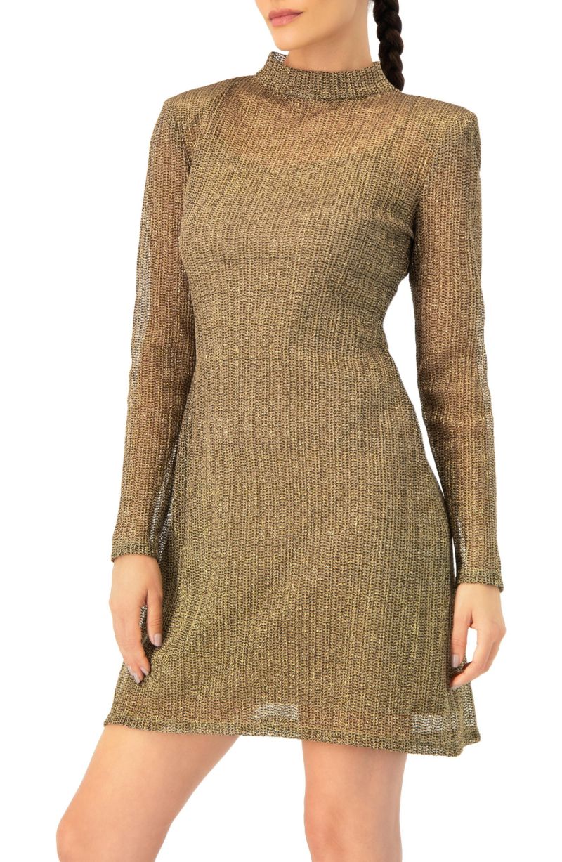 Women's Short A-Line Dress with Long Sleeves