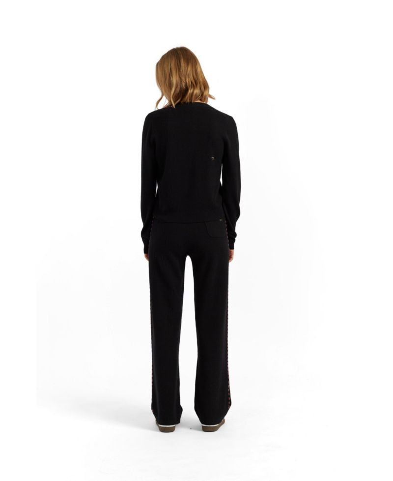 Women's Wool-Cashmere Peanuts Stripe Wide Leg Track Pants