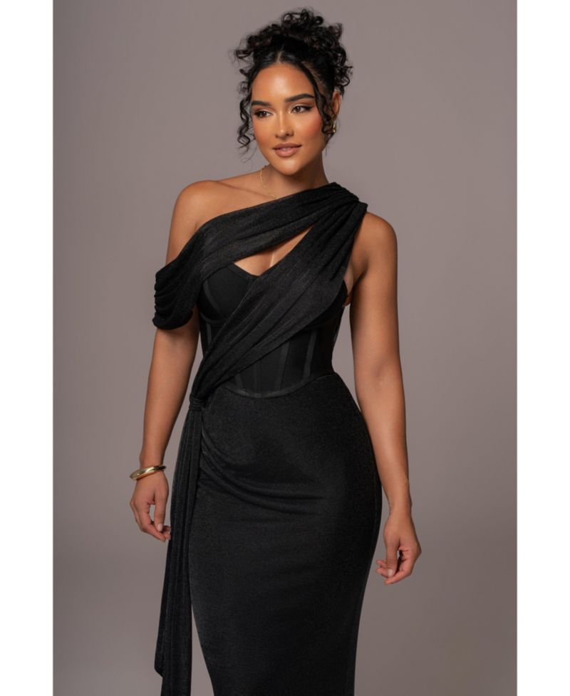 Women's Metallic Celestina Draped Maxi Dress