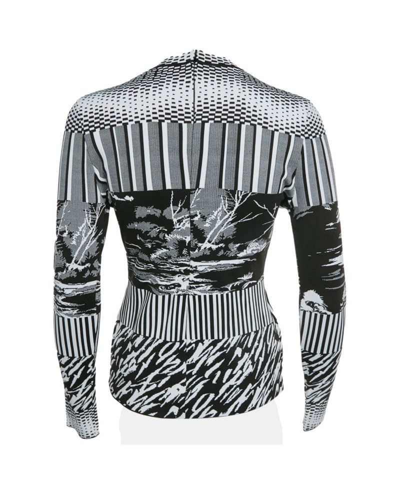 Women's Mixed-Print Knit Mock Neck Top