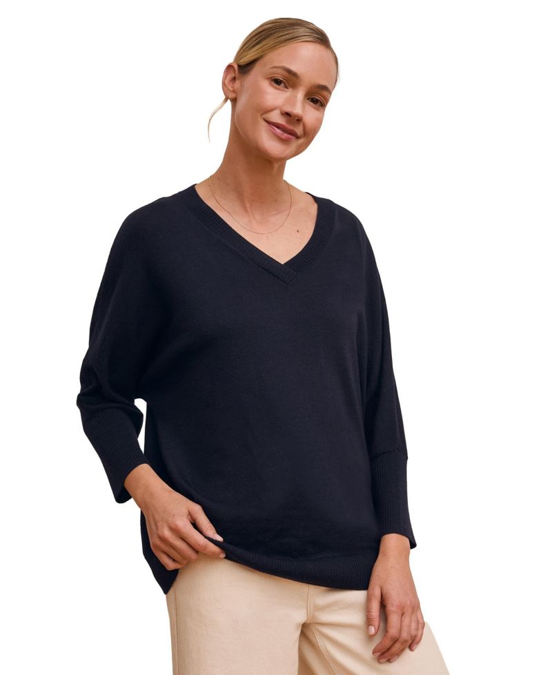 Women's Slouchy V-Neck Pure Wool Jumper