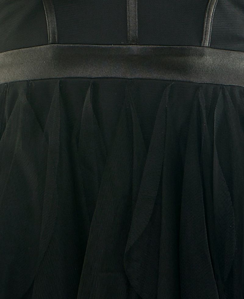 Juniors' Satin and Chiffon Corset Fit & Flare Dress