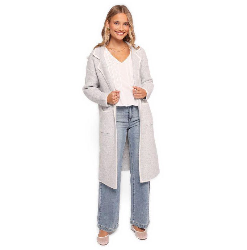 Women's Katia Contrast Trim Coatigan - Beige S/M
