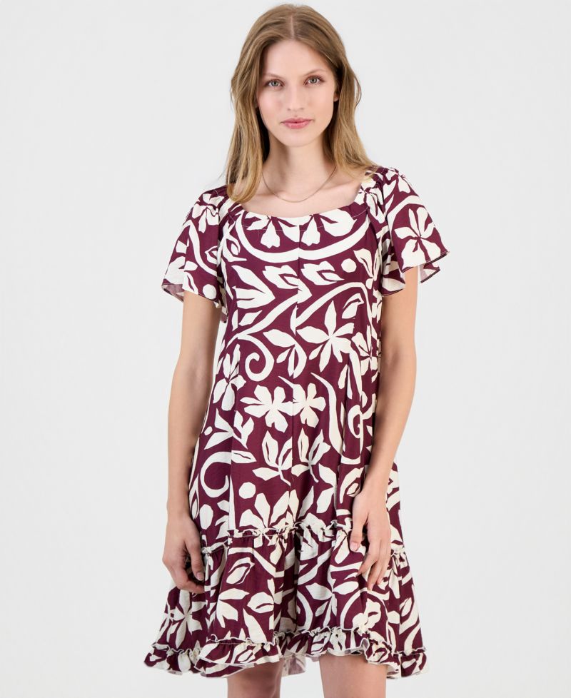 Women's On-Off Shoulder Flutter-Sleeve Dress
