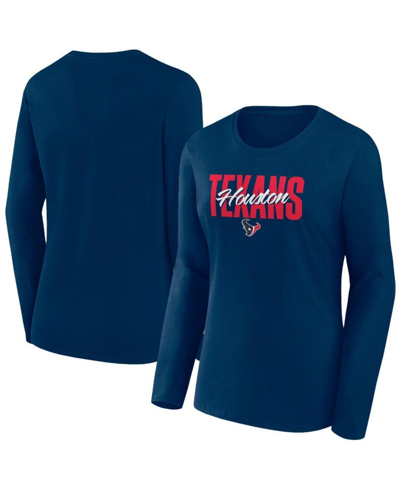 Women's Navy Houston Texans Long Sleeve Scoop Neck T-Shirt